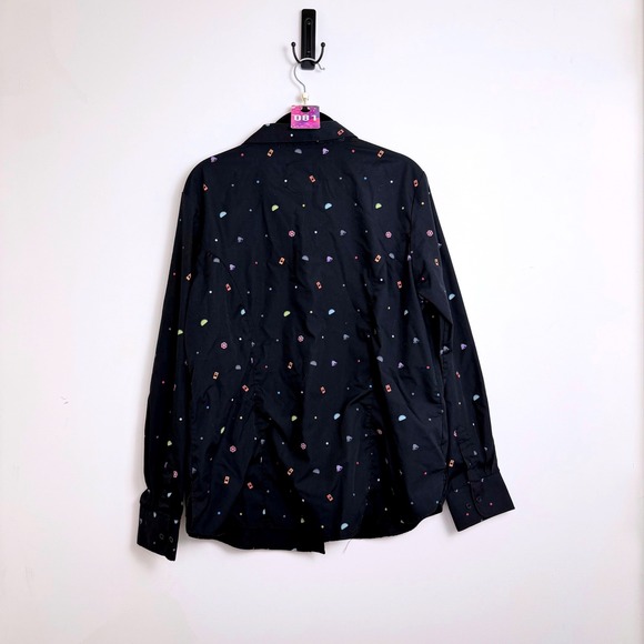 Taco Bell Women's Black Long Sleeve Button Up Shirt Size L Taco Print - Picture 3 of 3